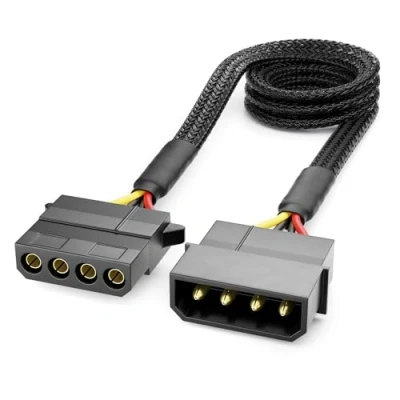 Immagine di deleyCON 60cm Cavo di Prolunga Molex a 4 Pin Alimentatore MXI per Componenti PC da Maschio Femmina Nero
