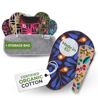 Immagine di Salvaslip Lavabili Cotone Organico TANGA; 7 Pezzi (S) Donna THONG MADE IN EU; Assorbenti STRING senza PUL; Riutilizzabili per perdite vaginali, NON il ciclo menstruale