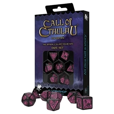 Immagine di Q WORKSHOP CTR3P Call of Cthulhu 7th Edition Dice Set Black &amp; Magenta (7)