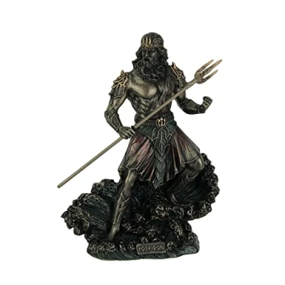 Immagine di Statua Veronese con finitura in bronzo metallizzato God Poseidon