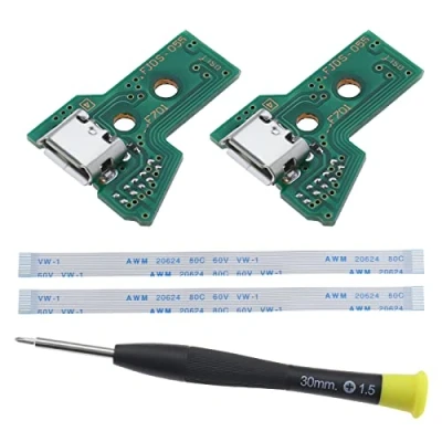 Immagine di EMSea Scheda di interfaccia 2PCS JDS 055 e cavo a nastro 12 pin compatibile con PS4 Pro/Slim Wireless Controller sostituzione porta ricarica Assembly
