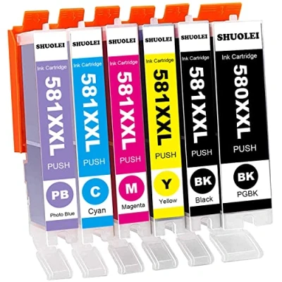 Immagine di PGI 580XXL CLI 581XXL Cartucce d&#039;inchiostro compatibili per Canon 580 581 XXL Pixma TS8350 /Canon TS8351 TS8150 TS8151 TS8152 TS8250 TS8251 TS8252 TS8352 (6 Pack PGBK/BK/C/M/Y/PB)
