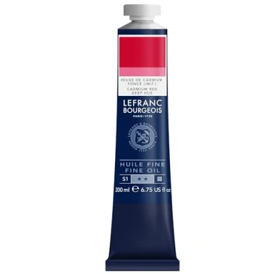 Immagine di Lefranc Bourgeois 301817 pittura a olio pregiata di ottima qualità, resistente alla luce e consistenza uniforme, tubo da 200 ml, ideale per telai, tele, tavole Rosso Cadmio Profondo