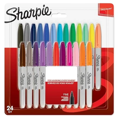 Immagine di Sharpie Pennarelli Indelebili, Punta Fine, Confezione da 24, Colori Divertenti Assortiti