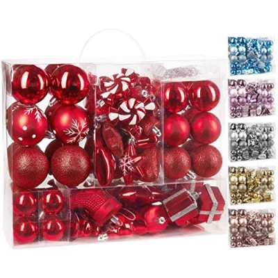 Immagine di BRUBAKER 77 Pezzo Set di Palle Natale Decorazioni per l&#039;albero Rosso/Argento