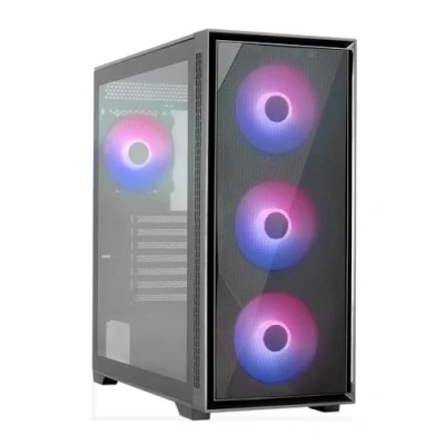 Immagine di Aerocool GEOFLOW, Case PC ATX, 4x Ventole ARGB 120mm, Finestra Vetro Temperato, Pannello Frontale Mesh, Supporto Raffreddamento a Liquido 360mm, Filtri Antipolvere Magnetici, 2x USB 3.0, Nero