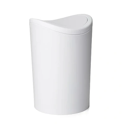 Immagine di TATAY Pattumiera da bagno con coperchio basculante, capacità 6 l, in polipropilene, senza BPA, colore bianco, Misure 19 x 28 cm