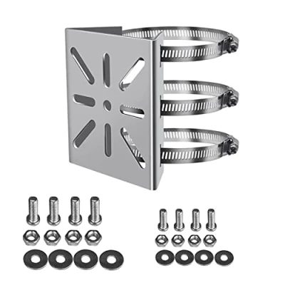 Immagine di WiTi staffa di montaggio su palo verticale universale per telecamera sicurezza, angolare in acciaio inossidabile a 3 anelli (dimensioni ridotte) (1PACK)
