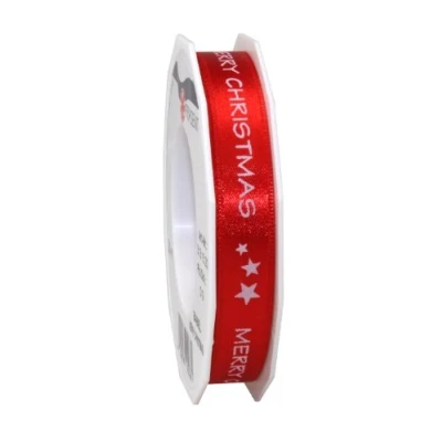 Immagine di Präsent Nastro di Raso Stampato, Poliestere, Rosso, 15 mm Width, 20 m Length