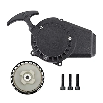 Immagine di GOOFIT Avviamento a Strappo Minimoto Cinese Alluminio 47cc 49cc sostituzione per 2 Tempi Biciclette Ciclomotore e Scooter Pocket Pit Bike ATV Quad Go Kart 1 Pezzo Nero