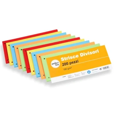 Immagine di perfect line 200 Strisce divisori raccoglitori ad anelli A4, classificatori per documenti ufficio in cartone riciclato, Segna pagina Made Germany, 5 colori, forati