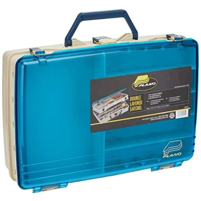 Immagine di Plano Two Tier Satchel Double Sided Tackle Box Scatola per la conservazione dell&#039;attrezzatura da pesca, di esche, esche artificiali, morbide e altri attrezzi pesca