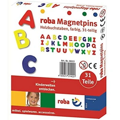 Immagine di roba Lettere e Numeri Magnetici in Legno, Set ABC 31 Pezzi, Giocattoli Scolastici per Bambini, Multicolore