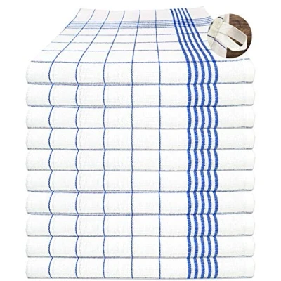 Immagine di MTEXT Strofinacci da Cucina, 10 Pezzi, 50 x 70 cm, 60 g, cotone 100% Blu (Blu)