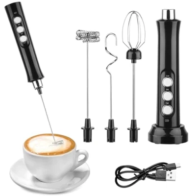 Immagine di NVIYAM Frullino Montalatte, Schiumatore Latte Elettrico, USB Ricaricabile Montalatte Elettrico con 3 in Acciaio Inox, Velocità Regolabili, per Cappuccino, Latte, Matcha, Caffè, Cioccolata