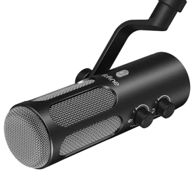 Immagine di FIFINE microfono XLR dinamico per registrazione in studio podcast, trasmissione, trasmissione vocale, XLR/USB metallo con pulsante mute, jack cuffie mixer PC computer AmpliTank