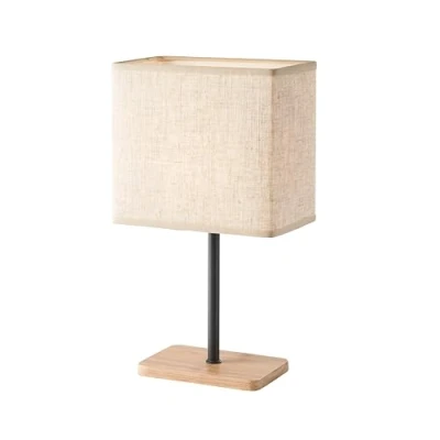 Immagine di Fischer &amp; Honsel Lampada da tavolo Bolzano nero sabbia opaco/rovere naturale paralume in tessuto lino color L: 17 cm, larghezza 10 altezza 30 cm con interruttore a filo 1 x E14