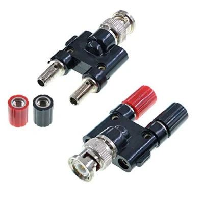 Immagine di Oiyagai 2 Pz BNC Maschio a Doppia Banana Femmina Presa Binding Post RF Coax Splitter Adattatore Connettore