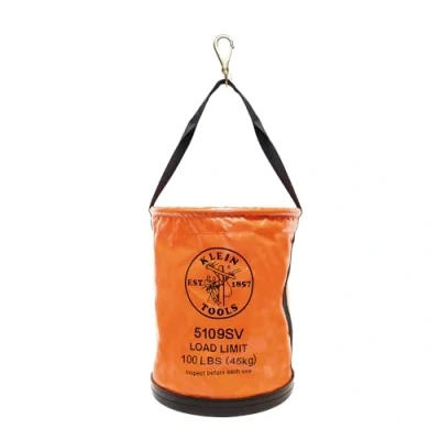 Immagine di Klein Tools Strumento secchiello, vinile Lineman secchio con gancio girevole e web maniglia, 30,5 cm, 45,4 kilogram carico nominale portautensili 5109SV