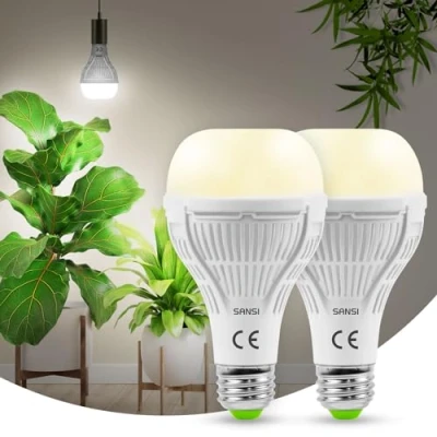 Immagine di SANSI Lampada per piante LED E27, 15W Spettro Completo luce di Coltivazione da interno, equivalente 200W (PPF 27μmol/s, angolo 120, copertura vegetale 2x2 piedi quadrati) 2Pack
