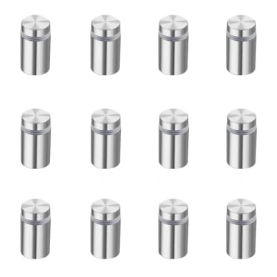 Immagine di viti distanziatrici da parete, supporto 12 pezzi, distanziatori in vetro acciaio inox, decorative per vetro, pubblicità, targa (argento opaco x 20 mm)