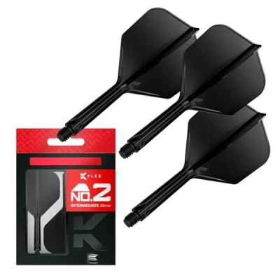 Immagine di Target Darts K Flex Integrated Dart Flight And Shaft, N. 2 Nero (Intermedio) Confezione da 3 2, voli per Freccette di precisione in 1 e Asta