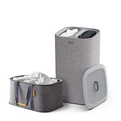 Immagine di Joseph Laundry 2 piece set Hold All 35L Cesto porta Biancheria Pieghevole + Tota 60L separatore per la a scomparti con sacchi rimovibili, Grigio