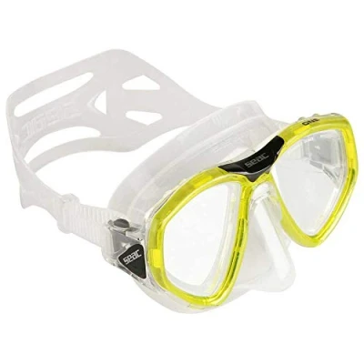 Immagine di SEAC One, Maschera Sub per Immersioni Subacquee e Snorkeling con Custodia, Predisposizione Graduata Miopia Unisex Adulto, Trasparente/Giallo