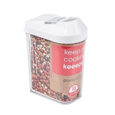 Immagine di keeeper Contenitore per Alimenti Sfusi, Coperchio Dosatore Regolabile, Plastica priva di BPA, 250 ml, 6,5 x 4 12 cm, Paola, Bianco