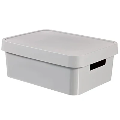 Immagine di CURVER 04752 099 00 Infinity Scatola Porta Oggetti con Coperchio in plastica, Colore: Grigio Chiaro, 36,3 x 27 22,2 cm, 11 L