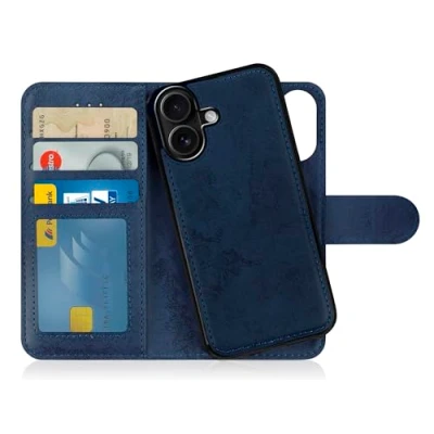 Immagine di MyGadget Cover compatibile con iPhone 16 Custodia Libretto Magnetica Portafoglio Flip Wallet Case Porta Carte in Similpelle PU Removibile Viola