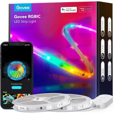 Immagine di Govee RGBIC LED Striscia, Striscia 20 Metri Controllo Intelligente dell&#039;App, DIY, Sync Musica, Cambiamento di Colore con Vocale, Funziona Alexa, Luci Camera da Letto