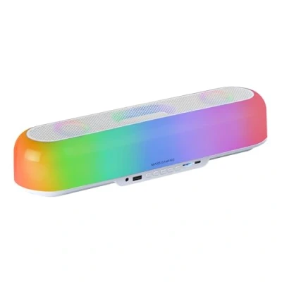 Immagine di MARSGAMING MSB ORB, Altoparlante Portatile + Soundbar 20W, Illuminazione Orbilight RGB 360º, Sistema Triplo Driver, Gaming Bluetooth 5.3 / USB/MicroSD/AUX/FM, Bianco