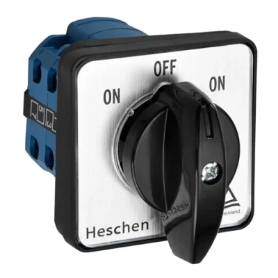 Immagine di Heschen Interruttore universale rotativo per selettore camme SZW26 20/B202.2, ON OFF ON, tipo momentaneo 660 V 20 A, 3 posizioni, 2 fasi, 8 terminali, CE