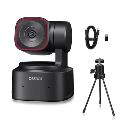 Immagine di OBSBOT Tiny 2 Lite, PTZ 4K Webcam 1080P@60fps HDR, PC fotocamera con tracking AI, micros cancellazione del rumore treppiede, controllo gestuale, autofocus, plug &amp; play, ideale per il gioco o
