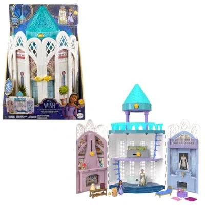 Immagine di Mattel Disney Wish Castello di Rosas, playset con 5 aree gioco, 2 mini bambole e 1 personaggio Star, 20+ accessori magiche sorprese incluse, giocattolo per bambini, 3+ anni, HPX38