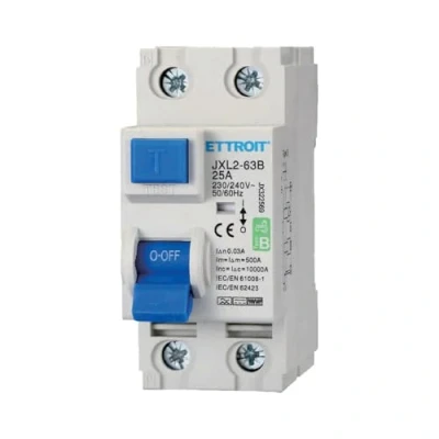 Immagine di A2ZWORLD Interruttore Differenziale Tipo B 30mA, RCCB Classe 30mA 2P 25A, 1P+N 2 Poli 10kA 230V, Occupa Moduli Barra DIN