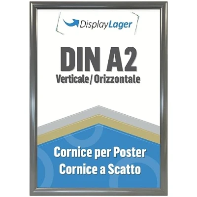 Immagine di DisplayLager Cornice a Scatto da 25 mm, Profilo in Alluminio e Disco di Protezione antiriflesso Materiale Fissaggio (A2, Grigio)