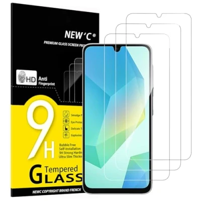 Immagine di NEW&#039;C 3 Pezzi, Vetro Temperato per Samsung Galaxy A16 5G, Pellicola Prottetiva Anti Graffio, Impronte, Senza Bolle, Durezza 9H, 0,33mm Ultra Trasparente, Resistente