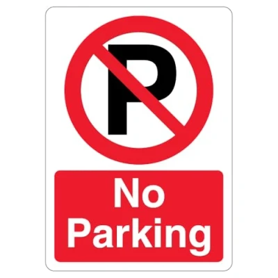 Immagine di V Safety No Parking Simbolo di divieto con &#039;P&#039; 210 x 297 mm (A4) Cartello sicurezza riflettente in alluminio composito da 3