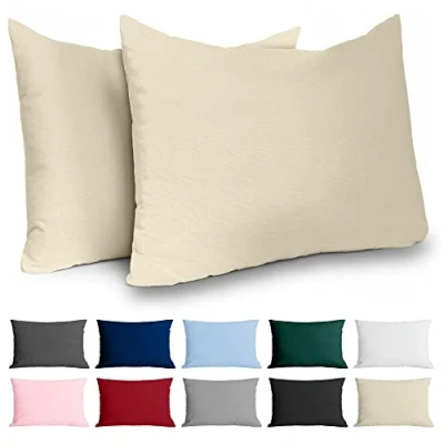 Immagine di Dreamzie Federe 50x70 Cotone Rinforzato (Set da 2) Beige Trama Fitta a 57 Fili/cm² Cuscini cm Cuscino Certificate Oeko Tex