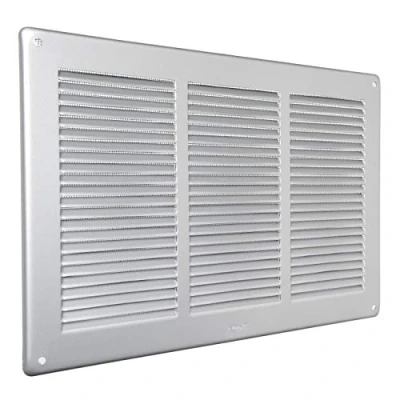 Immagine di La Ventilazione GAL3424R Griglia di Rettangolare in Alluminio verniciato Argento, da Sovrapporre con rete antinsetti, dimensioni 340x240 mm
