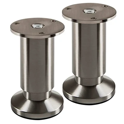 Immagine di SOTECH 2 pezzi piedini per mobili TERRA altezza 100 mm acciaio inox look spazzolato regolabili in fino a max. 15 mm, caricabili 250 kg
