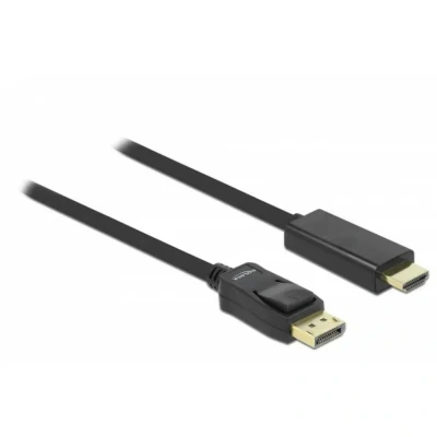 Immagine di Delock HDMI / Displayport Cavo Spina DisplayPort, A 3 m Nero 82435 intrecciato, contatti connettore dorati, tripla schermatura