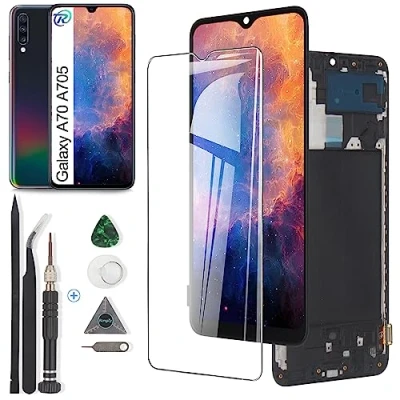 Immagine di RongZy LCD Schermo per Samsung Galaxy A70 A705 A705F SM Display Digitizer Assembly Vetro di Ricambio Touch Screen con Strumenti(Nero Cornice)