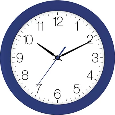 Immagine di Eurotime Orologio da parete radiocontrollato 30 cm, cassa in plastica bombata, vero vetro curvo,passaggio automatico dall&#039;ora legale a quella solare e viceversa, quadrante chiaro, per cucina