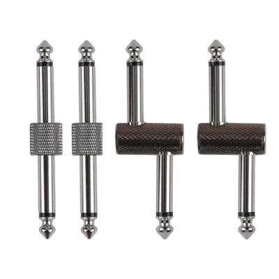 Immagine di Rayzm Connettori Patch per pedaliera 6.35mm (1/4&quot;) la connessione di più pedali effetti, adattatore maschio/maschio chitarra al posto dei cavetti patch. Imballo da 4 pezzi