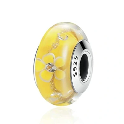 Immagine di YaShuo Jewellery Perlina in vetro di Murano Argento sterling per braccialetti Pandora, Cristallo Sterling, Fiori gialli