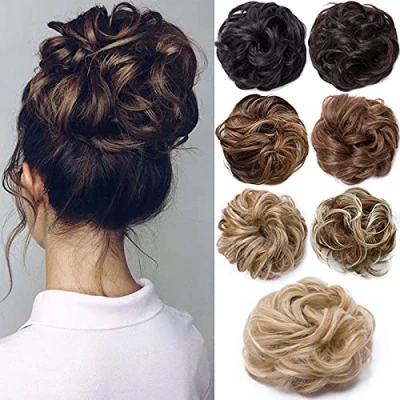 Immagine di Rich Choices Chignon Finto per Capelli Finti Veri Coda Extension di Cavallo Postici Ricci, Marrone chiaro