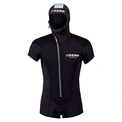 Immagine di Cressi Shell 2019 Man Jacket 5mm, Giacca/Shorty Modulare per Immersioni in Neoprene Maniche Corte con Cerniera/Cappuccio Incorporato Uomo, Nero, XXXL/7